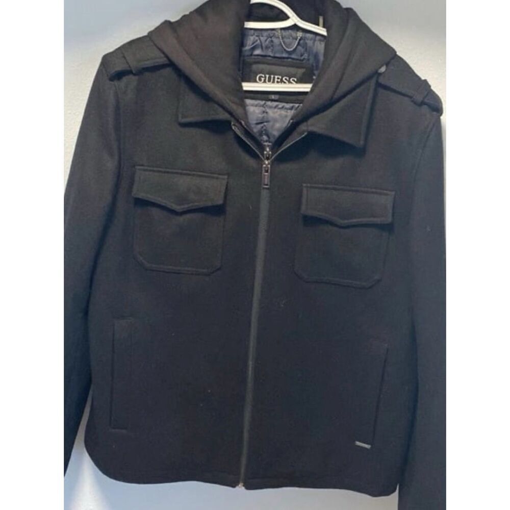 GUESS Men’s Wool Blend‎ Jacket with Hood – Size XXL 🖤